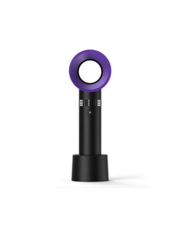 Mini Handheld Bladeless Usb Charging Fan Detachable Base Portable Ventilator-Purple, hi-res image number null