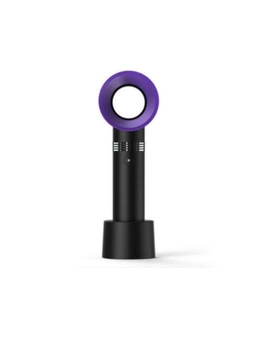 Mini Handheld Bladeless Usb Charging Fan Detachable Base Portable Ventilator-Purple