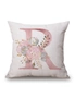 Pink Letter ??R?? &Flowers Pretty Cushion Cover, hi-res