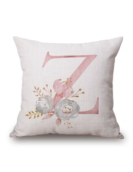 Pink Letter ??Z?? &Flowers Pretty Cushion Cover