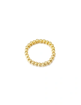 Polished Finish Stainless Steel Beads Stretch Bracelet Bangle - Gold