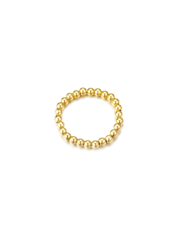 Polished Finish Stainless Steel Beads Stretch Bracelet Bangle - Gold, hi-res image number null