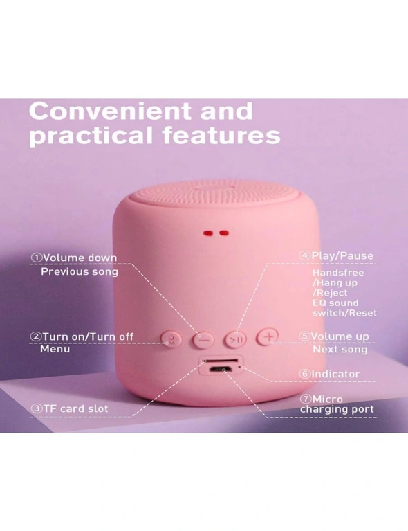 Portable Wireless Bluetooth Speakers With Loud Hd Sound And Rich Basshandsfree Calltf Card Supportbuilt-In-Micfor Tabletsphonescomputer -Pink - Pink, hi-res image number null