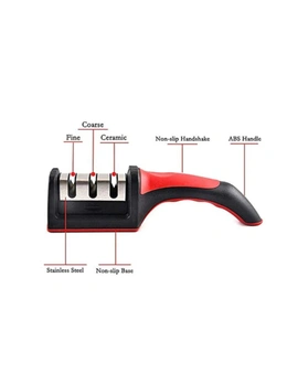 Quick Sharpener Professional 3 Stages Sharpener Knife Grinder Non-Slip Silicone Rubber Kitchen Tools Red