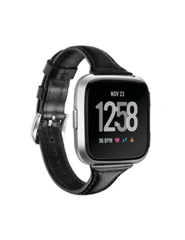 Smart Watch Strap Wrist Strap Top Layer Leather Slim Strap For Fitbit Versa Versa 2 Versa Lite-1 - Black