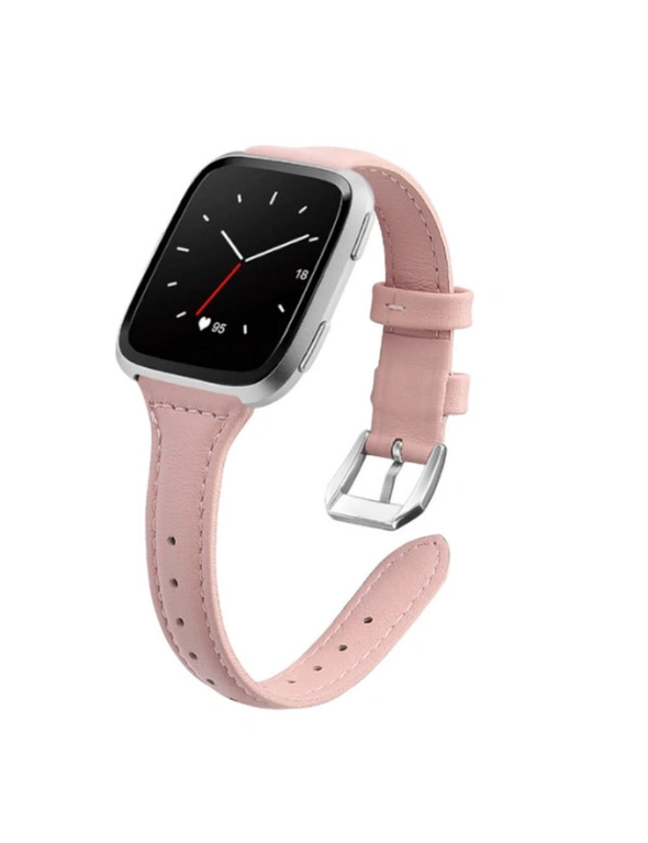 Smart Watch Strap Wrist Strap Top Layer Leather Slim Strap For Fitbit Versa Versa 2 Versa Lite-7 - Pink, hi-res image number null