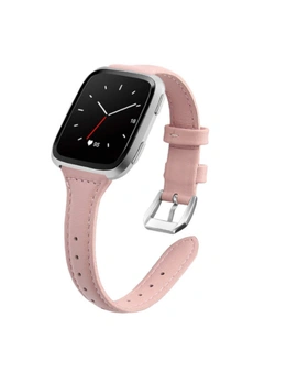 Smart Watch Strap Wrist Strap Top Layer Leather Slim Strap For Fitbit Versa Versa 2 Versa Lite-7 - Pink