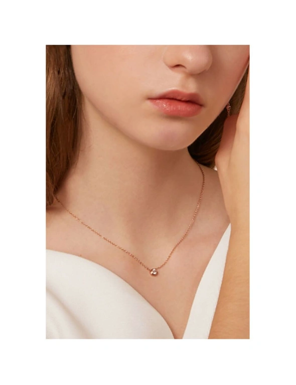Solitaire Cubic Zirconia Bezel Necklace - Rose Gold, hi-res image number null