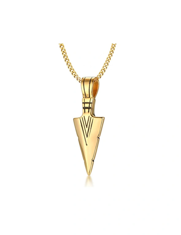 Stainless Steel Pendant Arrow Symbol Men's Pendant Necklace - Gold, hi-res image number null