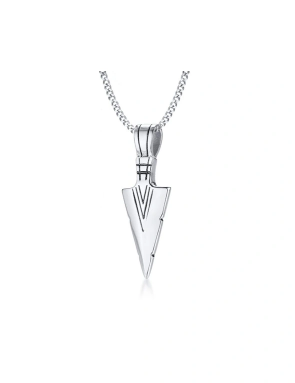 Stainless Steel Pendant Arrow Symbol Men's Pendant Necklace - Steel Color, hi-res image number null