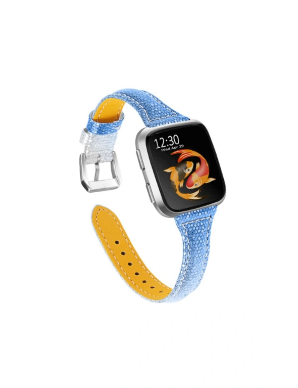 Strap Bands Leather Replacement Leather Bands For Iwatch Bands For Fitbit Versa 2-3 - Blue, hi-res image number null