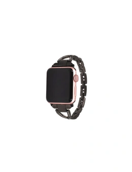 Stylish Metal X-Shaped Shiny Watch With Steel Strap For Apple Iwatch 5 4 3 2 1-Black