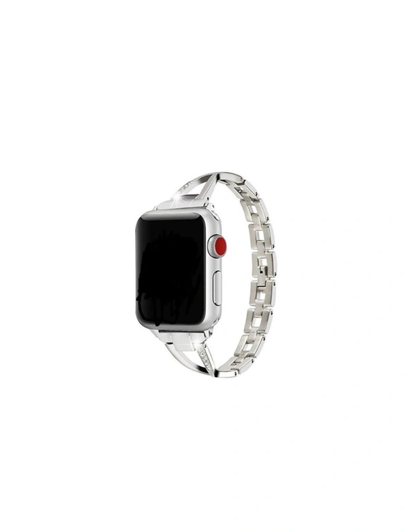 Stylish Metal X-Shaped Shiny Watch With Steel Strap For Apple Iwatch 5 4 3 2 1-Silver, hi-res image number null
