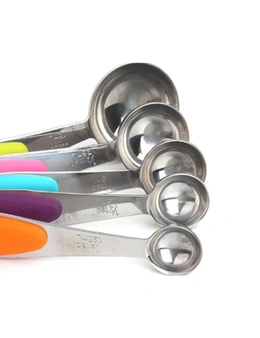 5Pcs Kitchen Baking Tool Measuring Spoon Set Stainless Steel Silicone Handle Cake Measuring Spoon