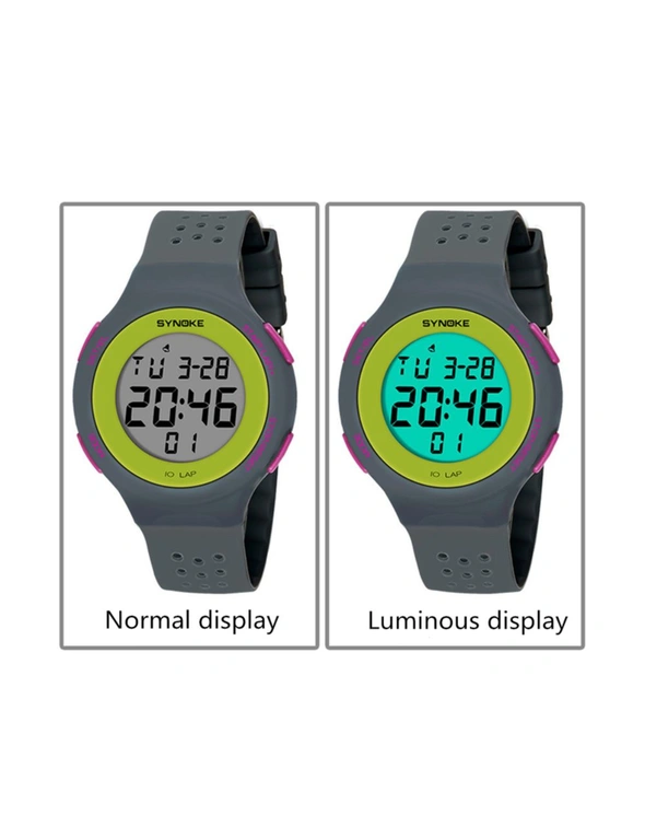 Ultra-Thin Led Swimming Waterproof Electronic Watch Fashion Sports Watch - Black Green, hi-res image number null