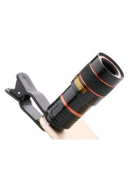Universal 12X Telephoto Mobile Phone Focusing Zoom Telescope Head External Hd Camera 12 Times Lens-Black