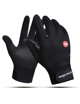 Windproof Sports Gloves Touch Screen Gloves Hook And Loop Fasteners Climbing Cycling Blackxl