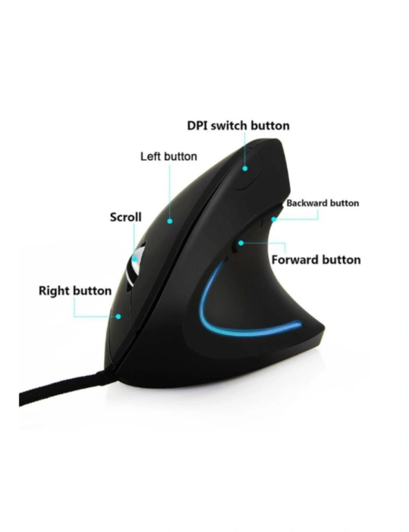 2 Sets of Wired Right Hand Vertical Mouse Ergonomic Gaming 800 1200 1600 Dpi Usb Optical Wrist Healthy Mice Mause For Pc Computer - Standard, hi-res image number null