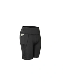 Women Performance Athletic Compression Shorts With Side Pocket - Black