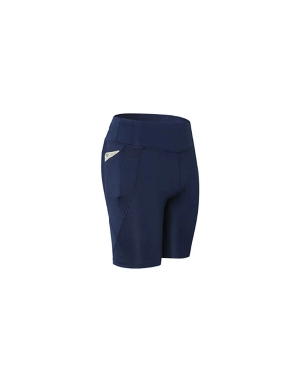 Women Performance Athletic Compression Shorts With Side Pocket - Navy, hi-res image number null