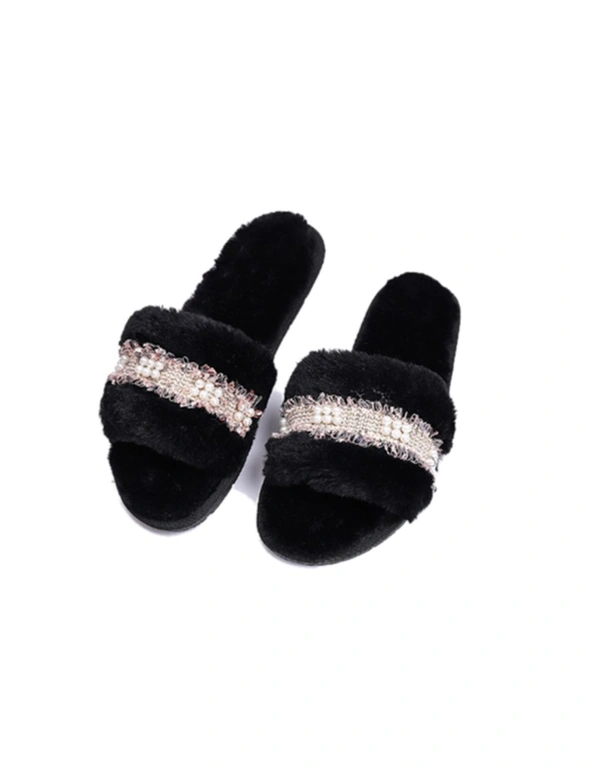 Women Slippers Comfort Four Season Classy Indoor Spa Slide Shoes - Black, hi-res image number null