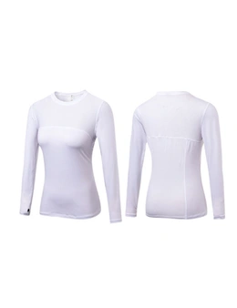 Women's Compression Tops Long Sleeve Moisture Wicking Workout T-Shirt - White