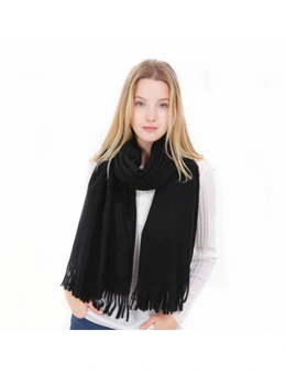 Women's Scarf Winter Warm Long Thickened Pure Shawl - Black