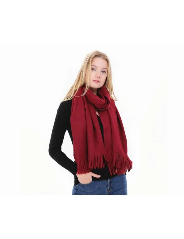 Women's Scarf Winter Warm Long Thickened Pure Shawl - Red, hi-res image number null