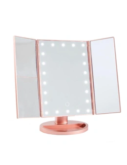 Pink Tri-Fold Led Magnifying Makeup Mirror - Pink