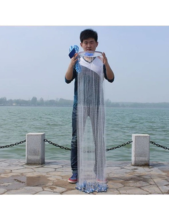 2.4M Hand Cast Fishing Net Spin Nylon Fish Bait With Sinker - 2.4M