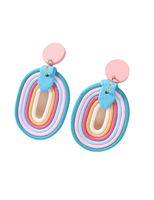 Cute Macaron Rainbow Acrylic Earrings - Multicolour - One Size, hi-res image number null