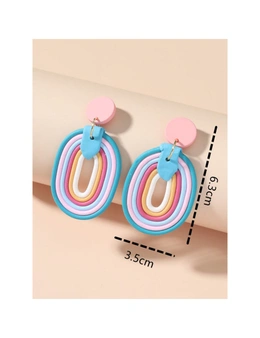 Cute Macaron Rainbow Acrylic Earrings - Multicolour - One Size