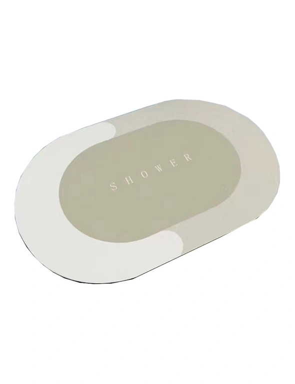 Super Absorbent Non-Slip Bath Mat - Grey - 40X60cm - Oval, hi-res image number null