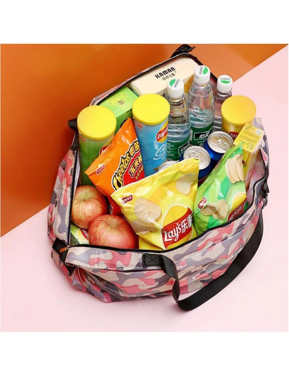 Portable Foldable Large Capacity Tote Bag Storage Bag - Pink Camouflage, hi-res image number null