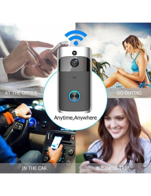 Smart Video Wireless Wifi Door Bell Ir Visual Camera Record Security System Kit - White - With Chime, hi-res image number null