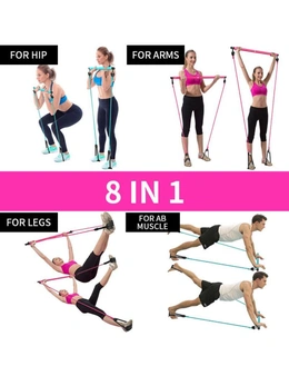 Pilates Bar Kit With Resistance Band Pilates Exercise Stick Toning Bar Fitness Home Yoga Gym Body Workout - Black