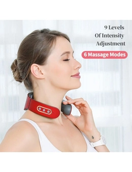 Smart Electric Neck Massager Wireless Shoulder Body 6 Modes Therapy Pulse Pain Relief Health Care Tool Machine - White