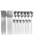 24Pcs Stainless Steel Cutlery Set Fork Knife Spoon Tableware Flatware - Black, hi-res