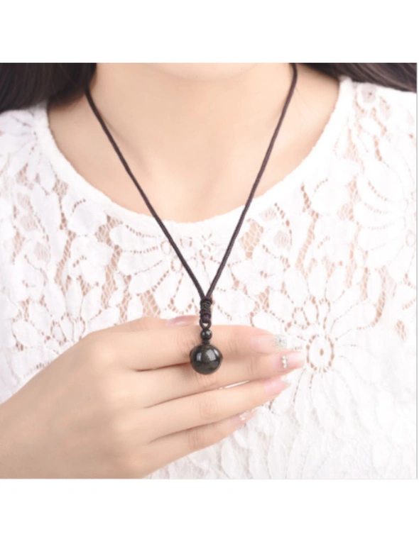 Lucky Black Gold Natural Obsidian Stone Pendant Necklace - 12Mm - 1Pc, hi-res image number null