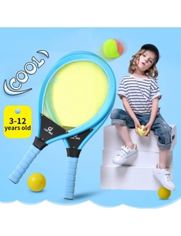 Kids Tennis Racket Set, Nbr Badminton Tennis Rackets Balls Set, Kids Racket Play Game Toy Set, Play At The Beach Or Lawn - Blue