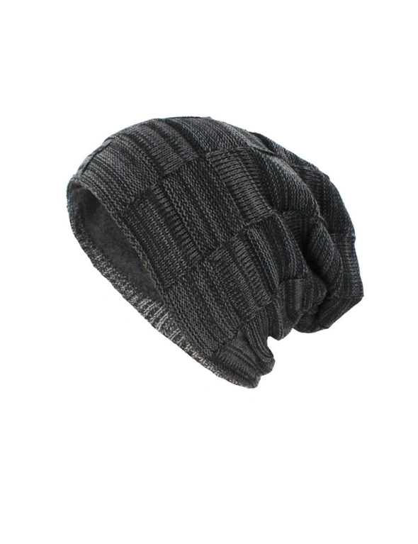 Unisex Warm Winter Outdoor Knitted Casual Beanie Hat - Navy, hi-res image number null