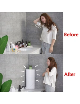 Multi-Functional Toilet 360 Degrees Rotating Bathroom Corner Storage Rack Cabinet - Grey - Large