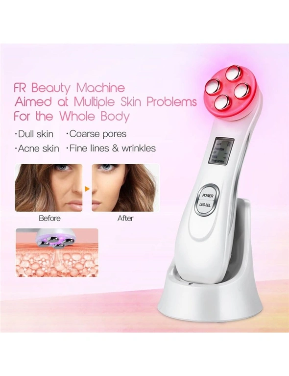 2Pcs/Set Electric Rf Facial Massager Machine Wrinkles Removal + Ultrasonic Infrared Facial Body Slimming Massager Weight Loss (White) - One Size, hi-res image number null