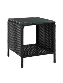 Gardeon Side Table Coffee Patio Outdoor Furniture Rattan Desk Indoor Garden Black - One Size