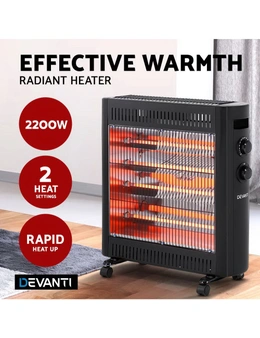 Devanti 2200W Infrared Radiant Heater Portable Electric Convection Heating Panel - One Size