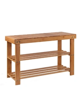 Artiss Bamboo Shoe Rack Wooden Seat Bench Organiser Shelf Stool - One Size