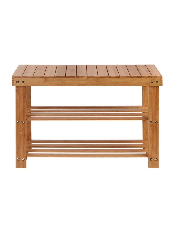 Artiss Bamboo Shoe Rack Wooden Seat Bench Organiser Shelf Stool - One Size, hi-res image number null