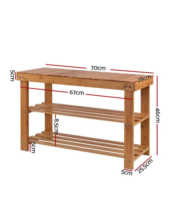 Artiss Bamboo Shoe Rack Wooden Seat Bench Organiser Shelf Stool - One Size, hi-res image number null