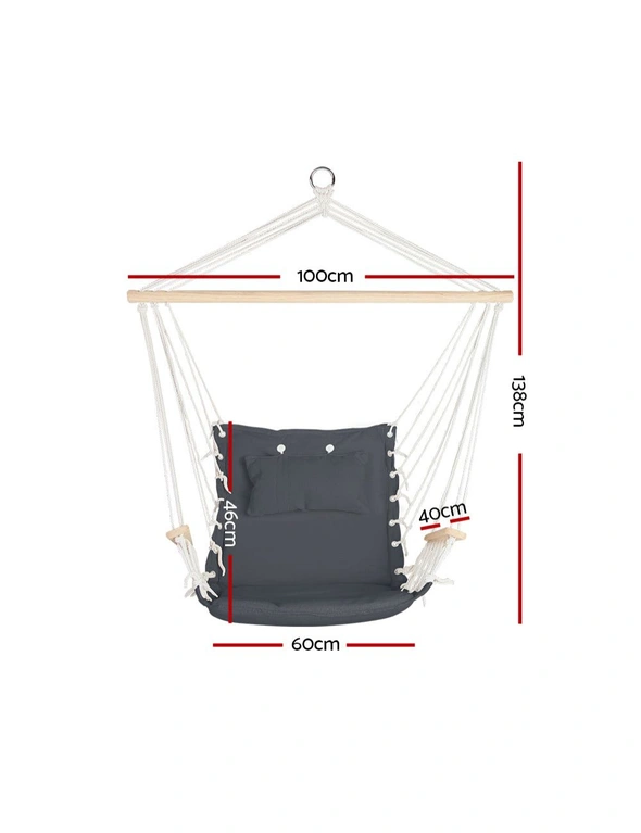 Gardeon Hammock Hanging Swing Chair - Grey - One Size, hi-res image number null