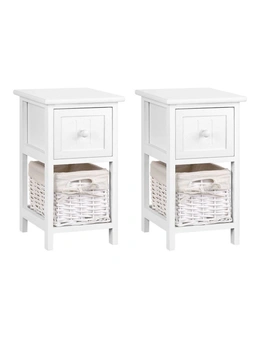 Artiss 2 Pcs Bedside Table - White - One Size